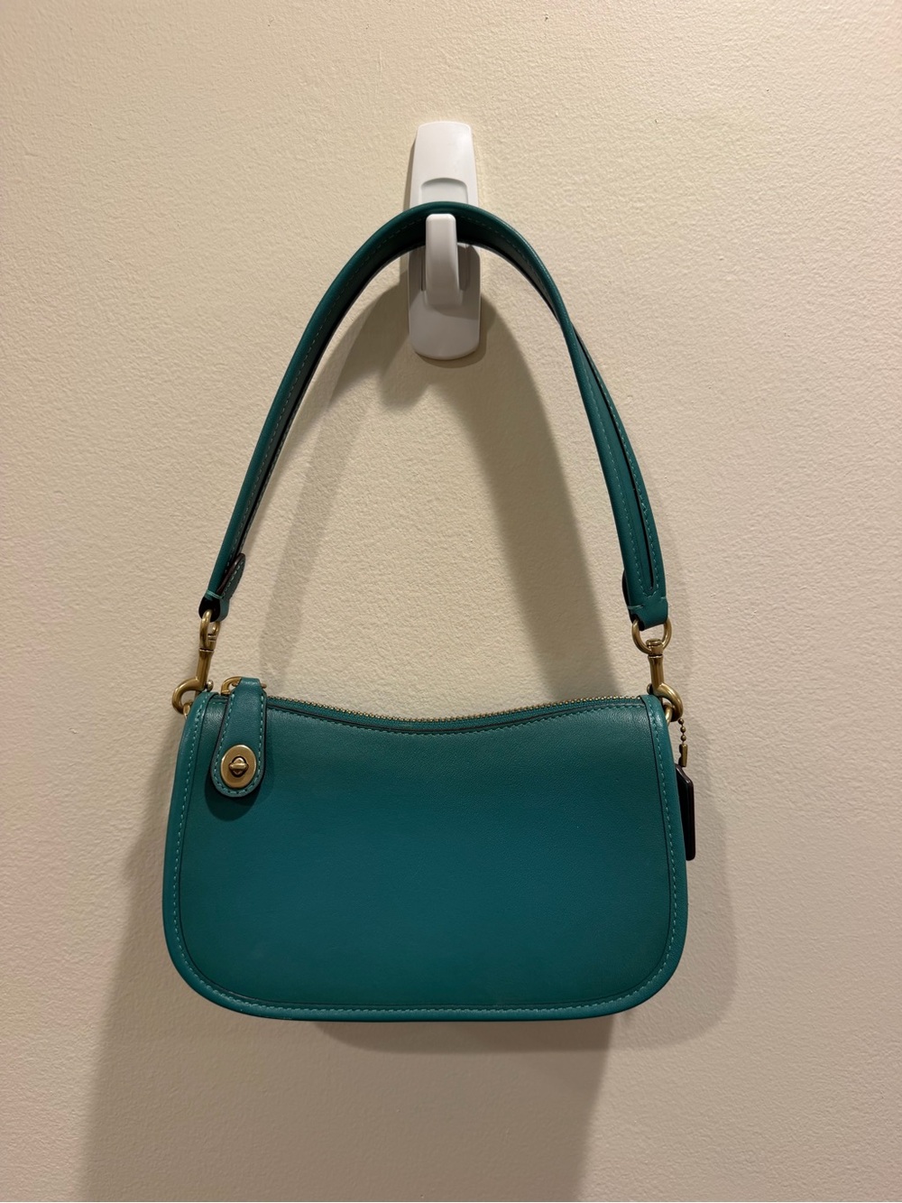 Coach Teal Shoulder Bag with Gold Hardware